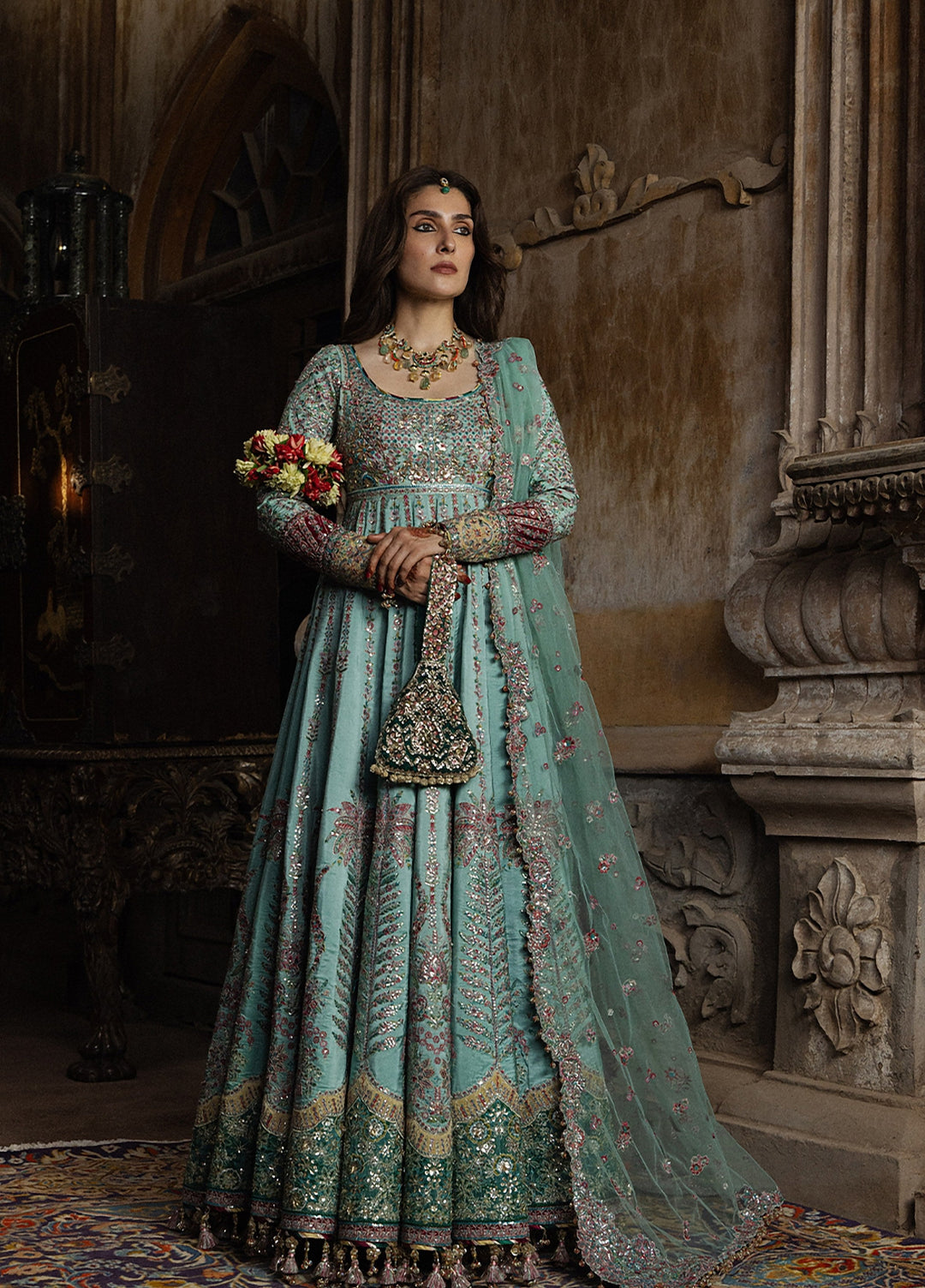 The Doll House by Hussain Rehar Unstitched Embroidered Tissue Silk 3 Piece Suit HR26UDH Zeenat D-851 - Wedding Collection