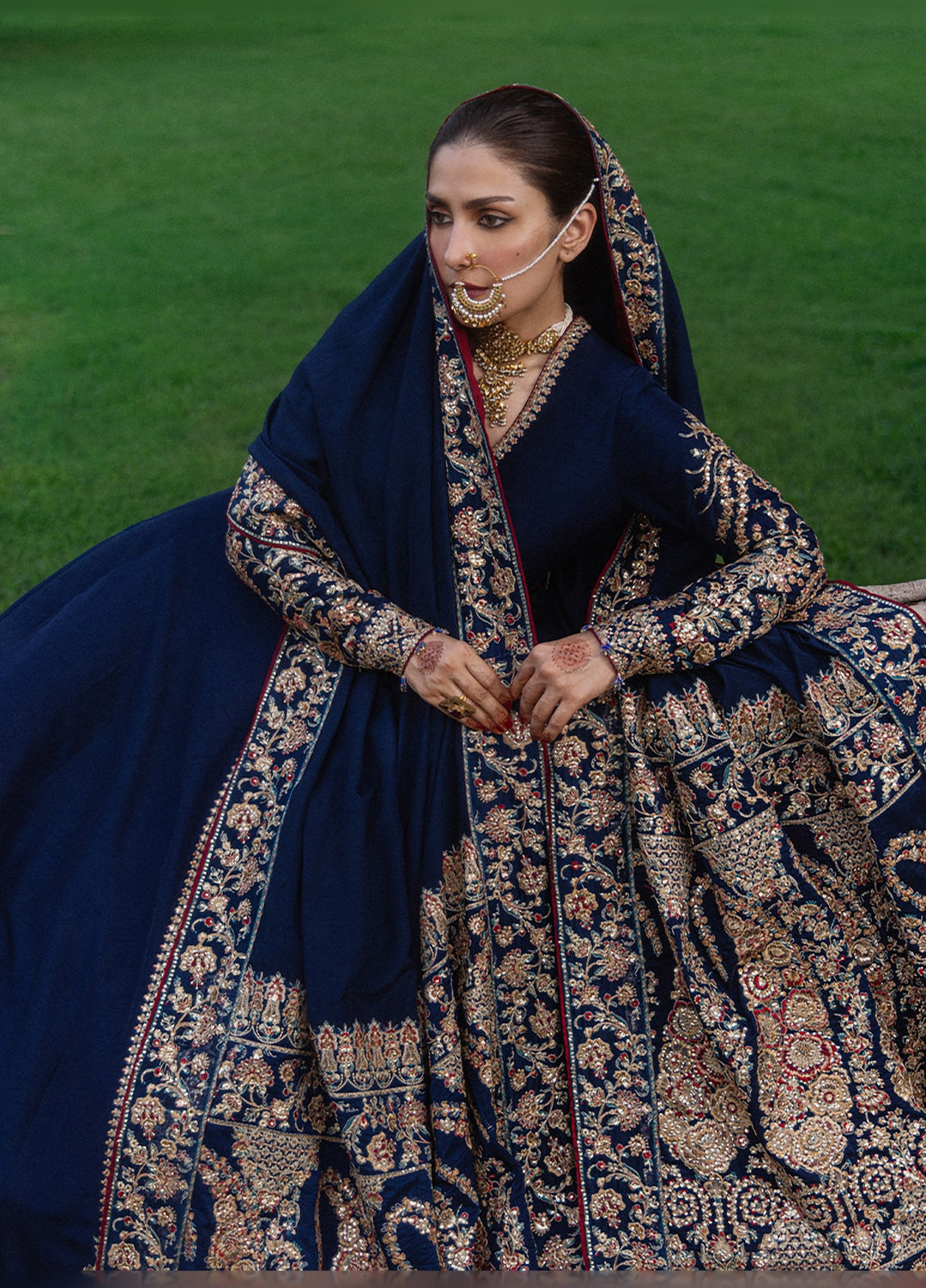 The Doll House by Hussain Rehar Unstitched Embroidered Korean Silk 3 Piece Suit HR26UDH Neelum D-881 - Wedding Collection