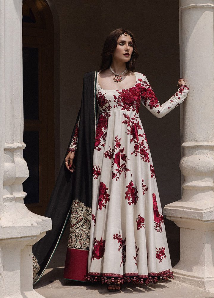 The Doll House by Hussain Rehar Unstitched Embroidered Korean Silk 3 Piece Suit HR26UDH Gulnar D-879 - Wedding Collection