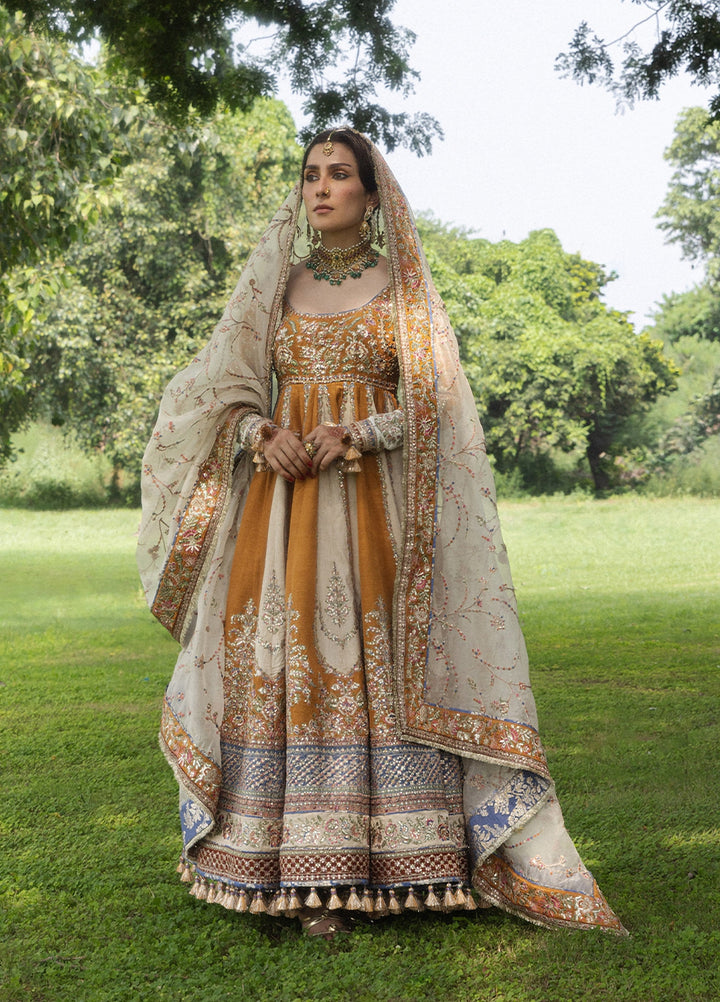 The Doll House by Hussain Rehar Unstitched Embroidered Korean Silk 3 Piece Suit HR26UDH Mehru D-877 - Wedding Collection