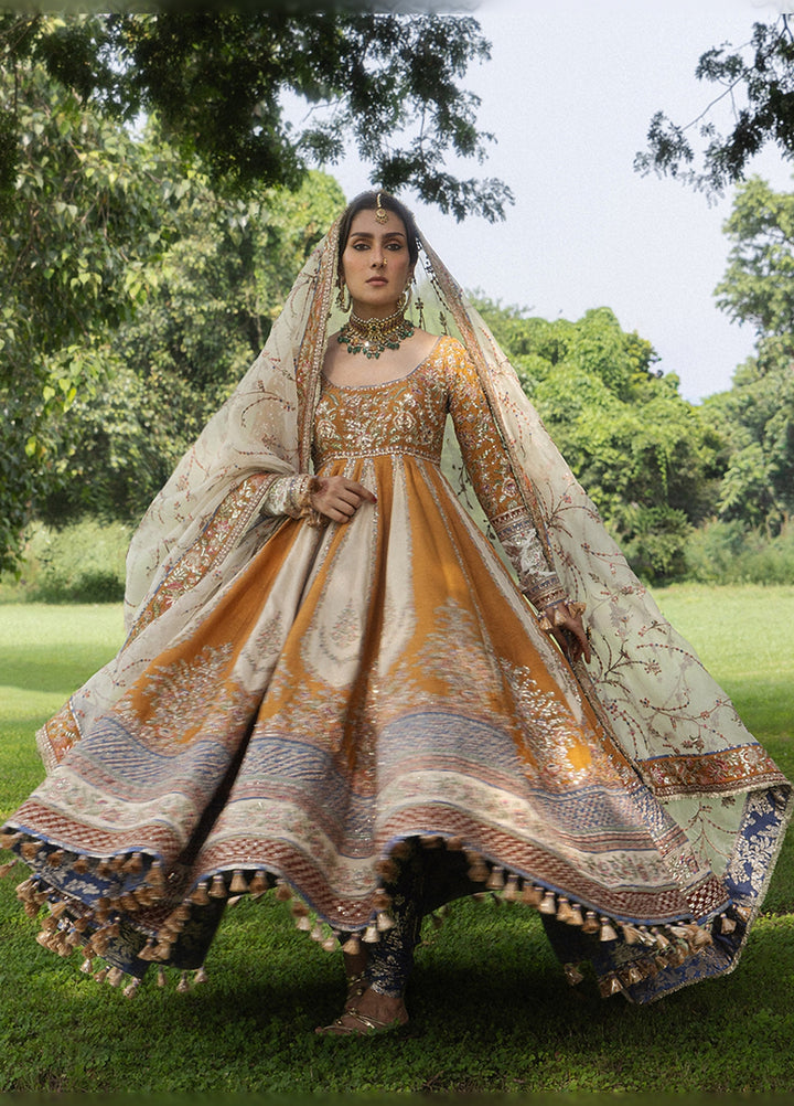 The Doll House by Hussain Rehar Unstitched Embroidered Korean Silk 3 Piece Suit HR26UDH Mehru D-877 - Wedding Collection