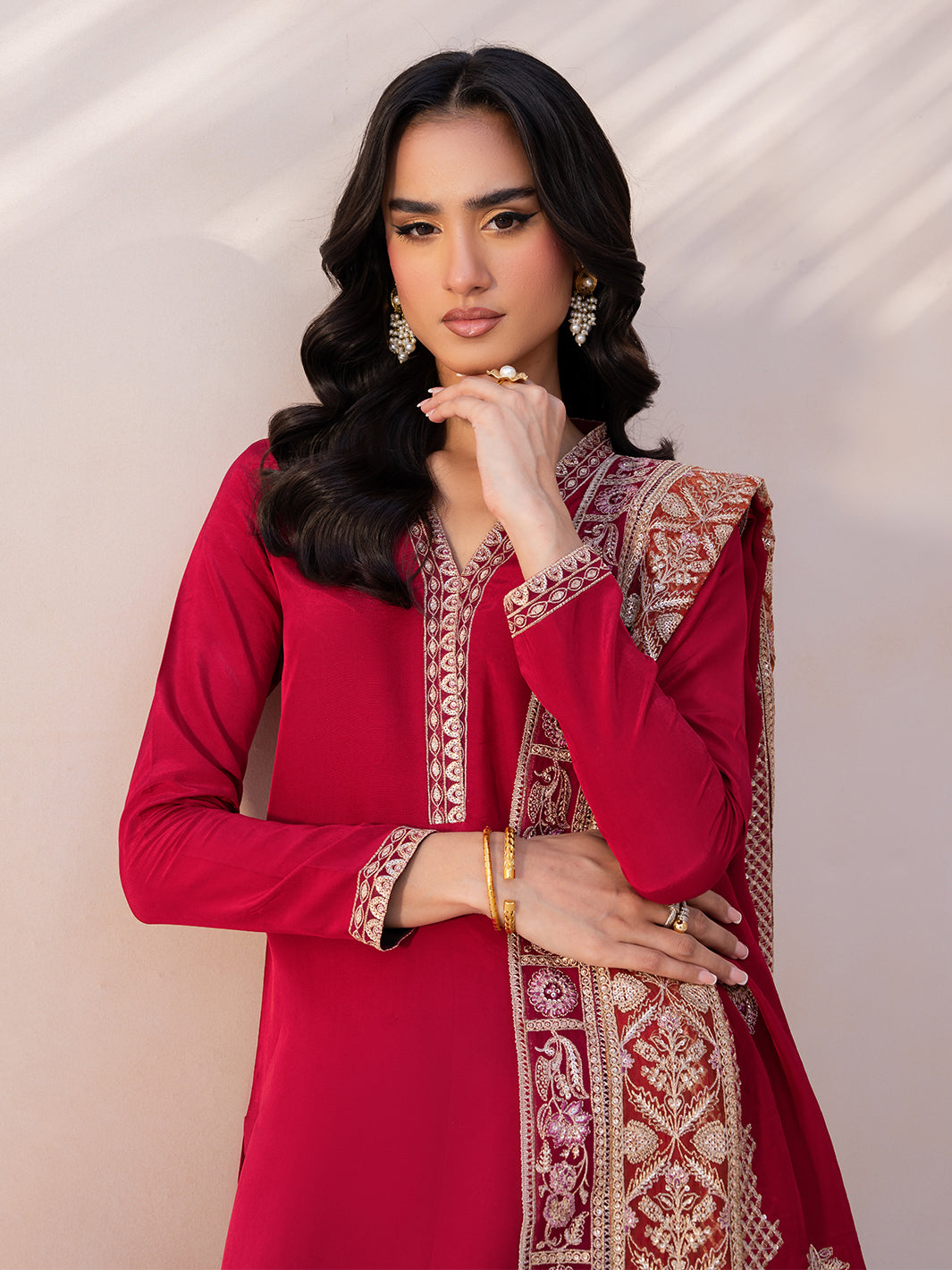 Le Tresor by Izel Pret Embroidered Velvet 3 Piece Suit Lumina - Festive Collection