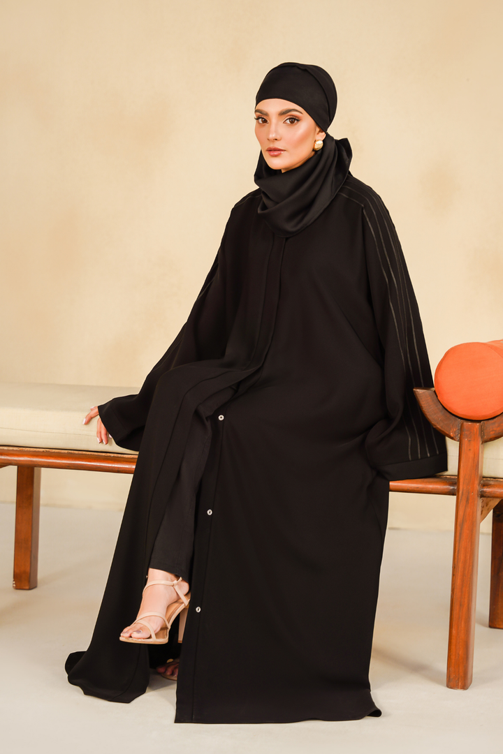 Divinely Crafted Abaya Casual Crepe 1 Piece Marjan Abaya | Buttoned Up