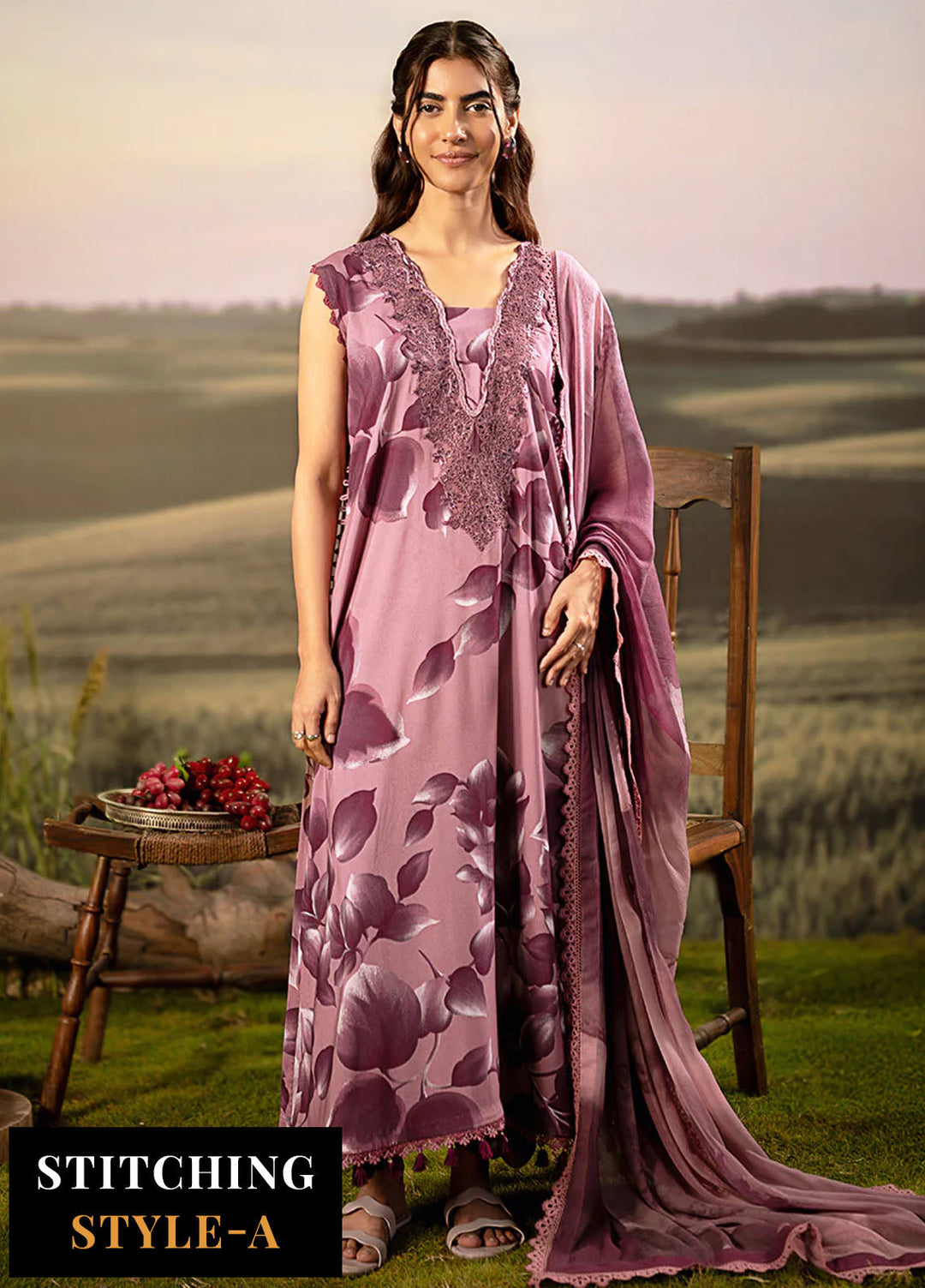 M Basic by Maria B Embroidered Arabic Lawn Suits Unstitched 3 Piece MB25PF MB-01 A - Summer Collection