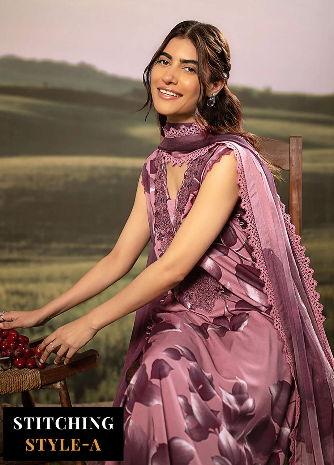 M Basic by Maria B Embroidered Arabic Lawn Suits Unstitched 3 Piece MB25PF MB-01 A - Summer Collection