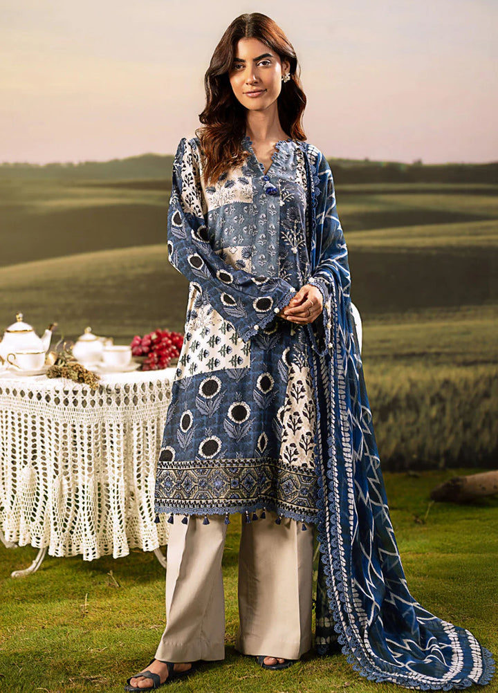 M Basic by Maria B Embroidered Arabic Lawn Suits Unstitched 3 Piece MB25PF MB-02 A - Summer Collection