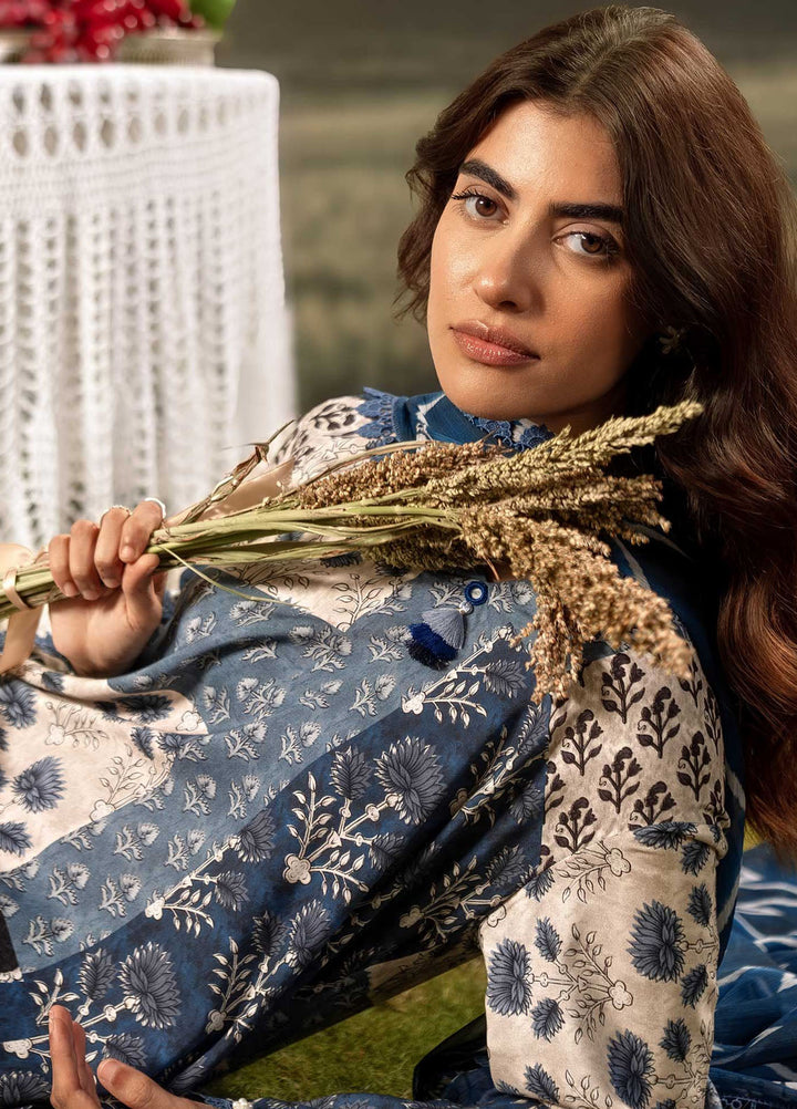 M Basic by Maria B Embroidered Arabic Lawn Suits Unstitched 3 Piece MB25PF MB-02 A - Summer Collection