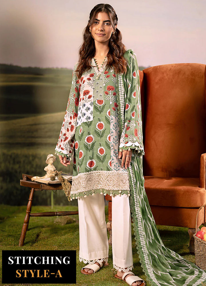 M Basic by Maria B Embroidered Arabic Lawn Suits Unstitched 3 Piece MB25PF MB-02 B - Summer Collection