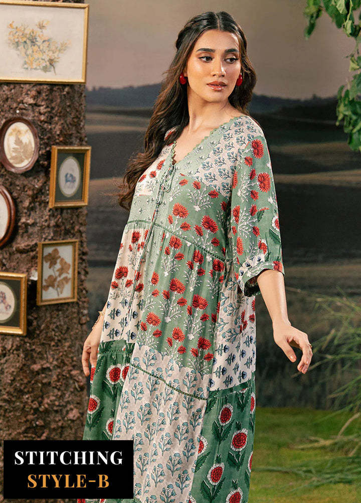 M Basic by Maria B Embroidered Arabic Lawn Suits Unstitched 3 Piece MB25PF MB-02 B - Summer Collection