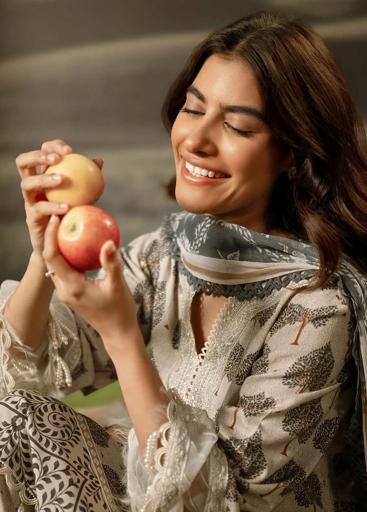 M Basic by Maria B Embroidered Arabic Lawn Suits Unstitched 3 Piece MB25PF MB-03 A - Summer Collection