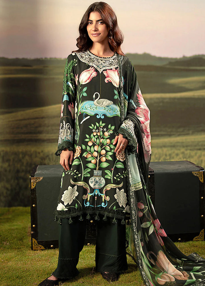 M Basic by Maria B Embroidered Arabic Lawn Suits Unstitched 3 Piece MB25PF MB-04 A - Summer Collection