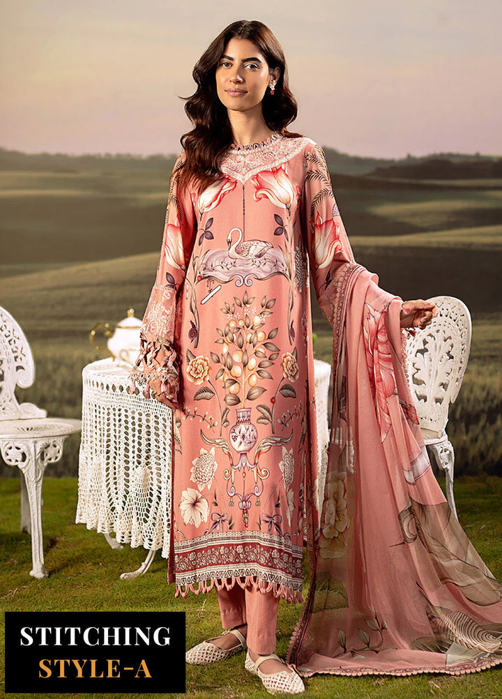 M Basic by Maria B Embroidered Arabic Lawn Suits Unstitched 3 Piece MB25PF MB-04 B - Summer Collection