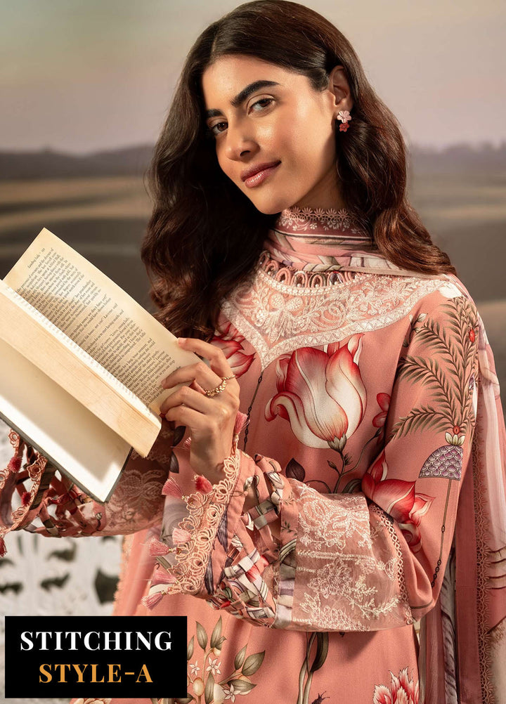 M Basic by Maria B Embroidered Arabic Lawn Suits Unstitched 3 Piece MB25PF MB-04 B - Summer Collection