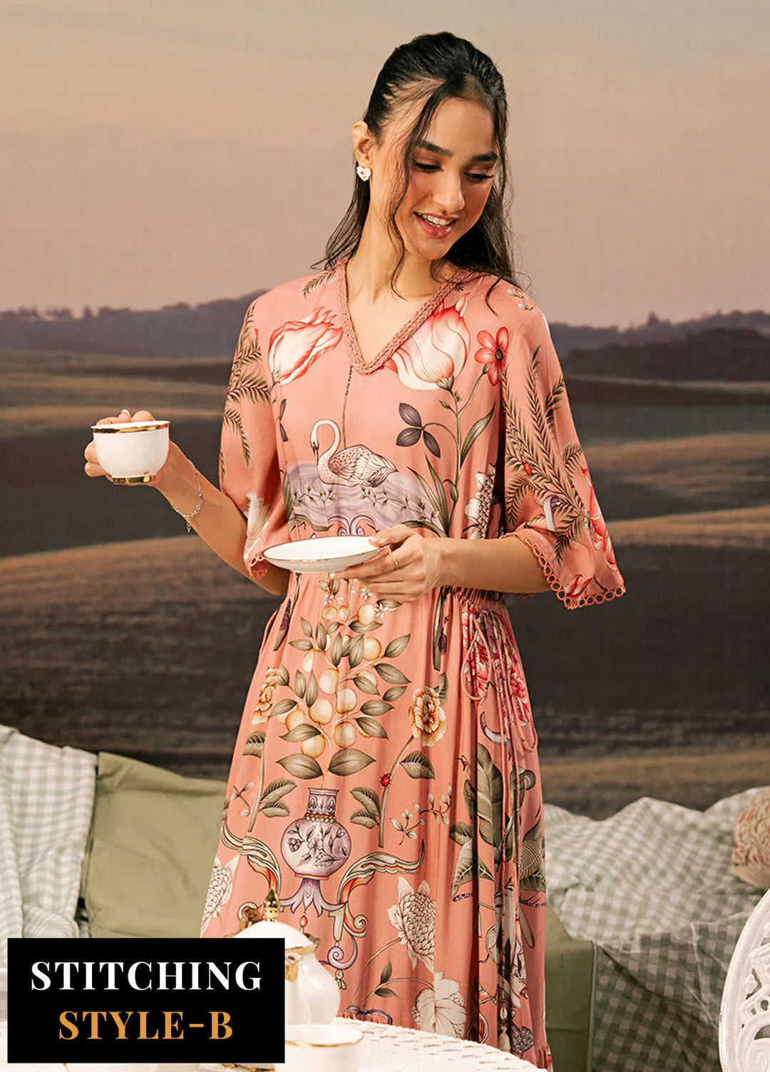 M Basic by Maria B Embroidered Arabic Lawn Suits Unstitched 3 Piece MB25PF MB-04 B - Summer Collection