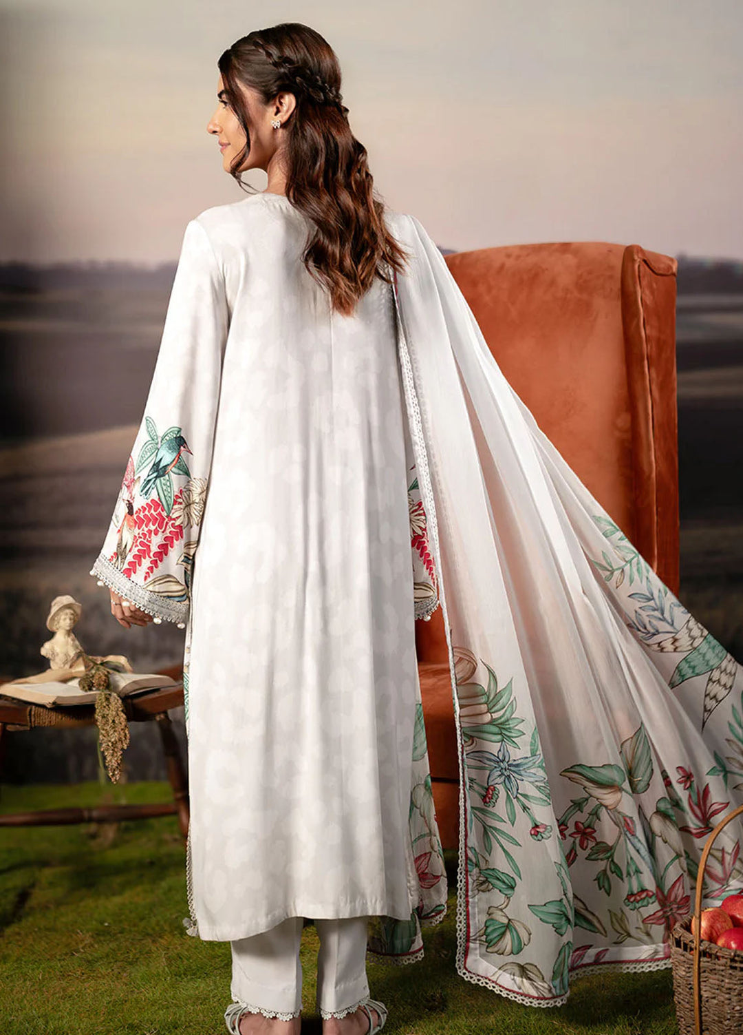 M Basic by Maria B Embroidered Arabic Lawn Suits Unstitched 3 Piece MB25PF MB-05 A - Summer Collection