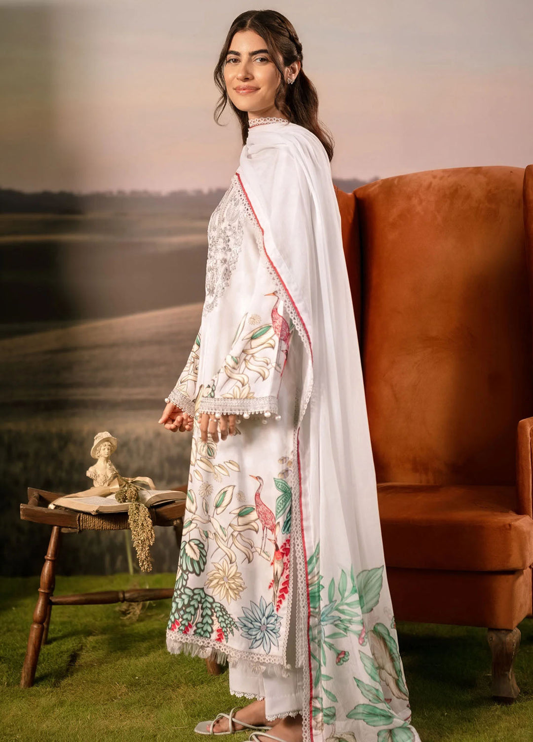 M Basic by Maria B Embroidered Arabic Lawn Suits Unstitched 3 Piece MB25PF MB-05 A - Summer Collection