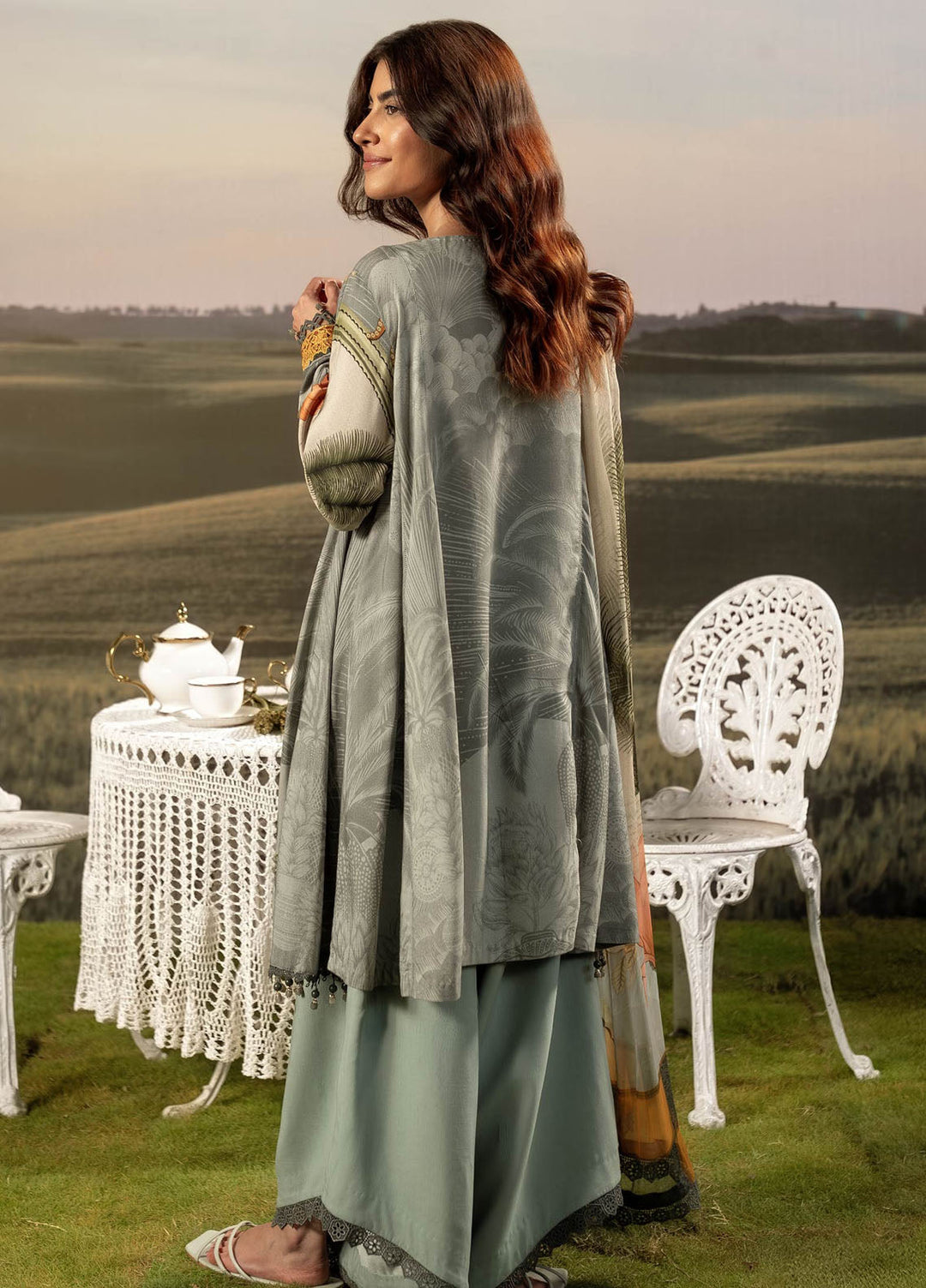 M Basic by Maria B Embroidered Arabic Lawn Suits Unstitched 3 Piece MB25PF MB-06 A - Summer Collection