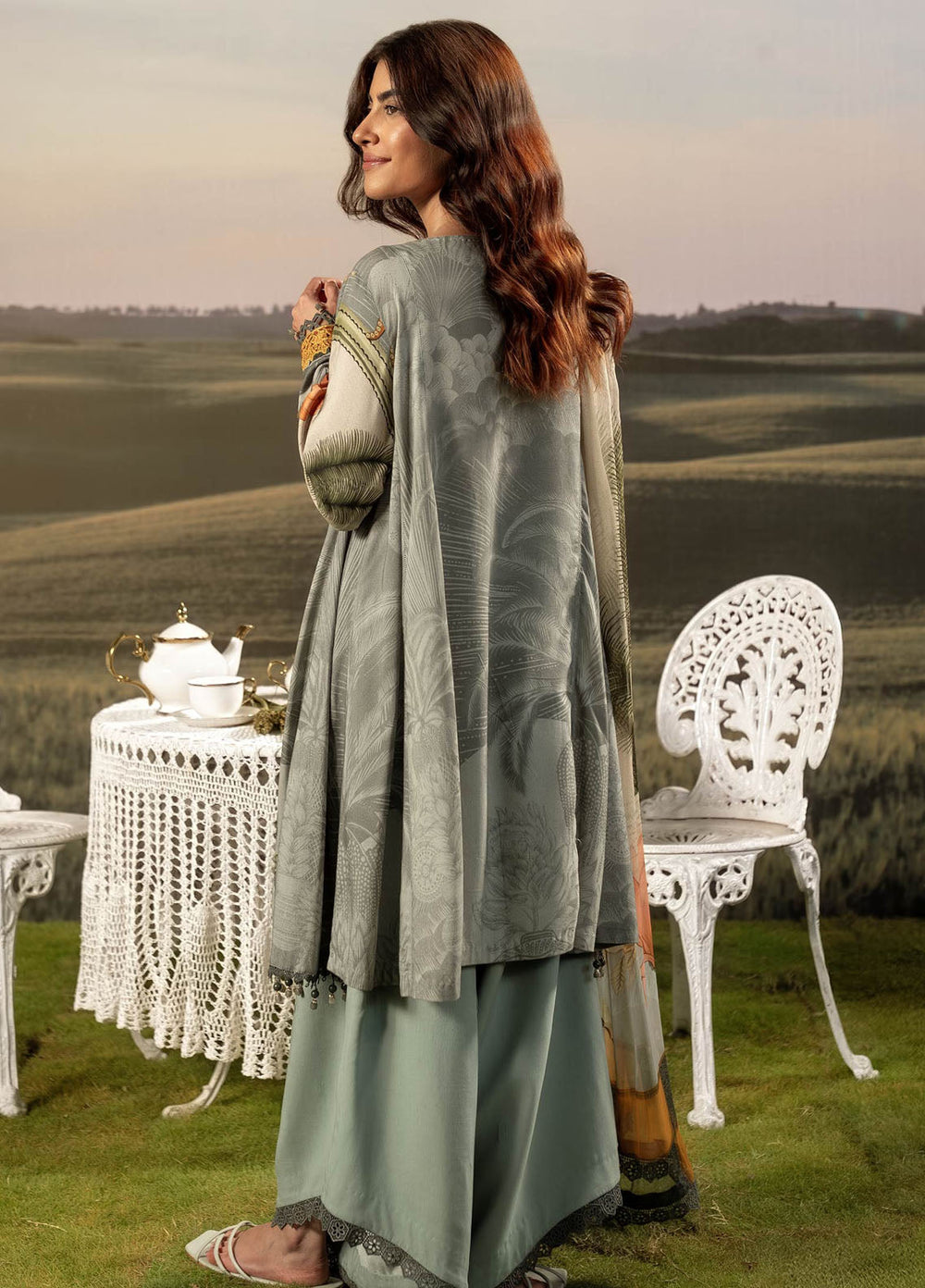 M Basic by Maria B Embroidered Arabic Lawn Suits Unstitched 3 Piece MB25PF MB-06 A - Summer Collection