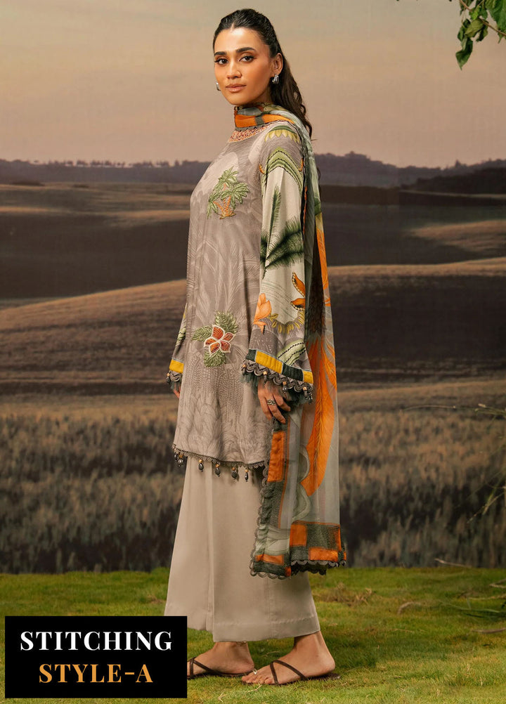 M Basic by Maria B Embroidered Arabic Lawn Suits Unstitched 3 Piece MB25PF MB-06 B - Summer Collection