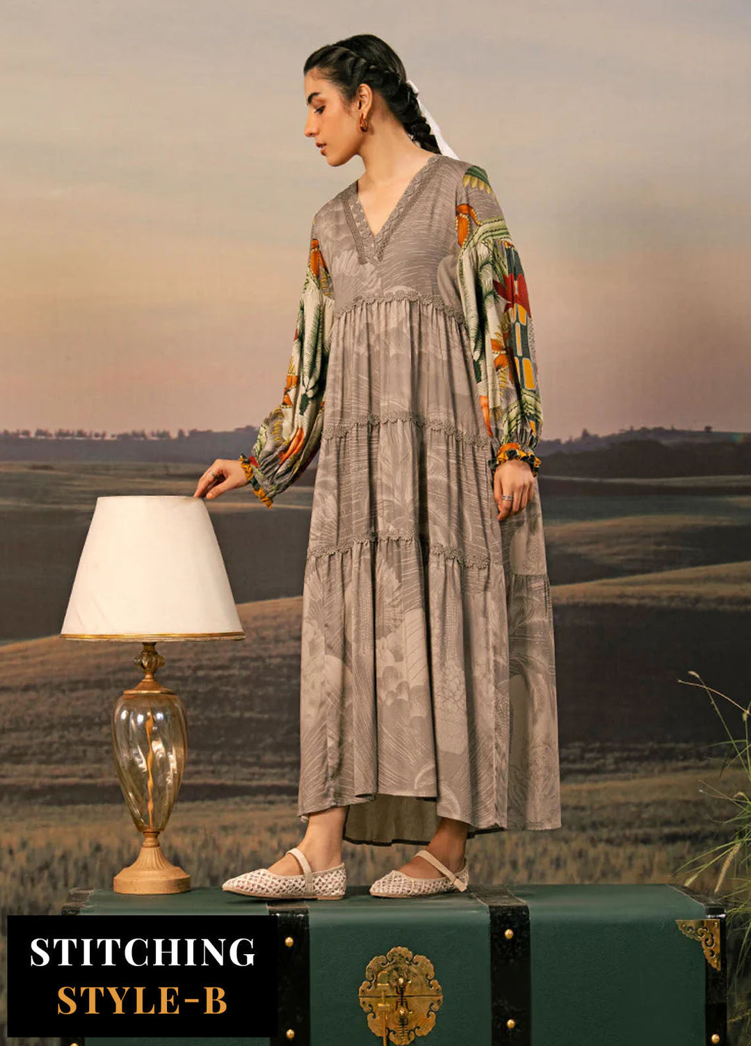 M Basic by Maria B Embroidered Arabic Lawn Suits Unstitched 3 Piece MB25PF MB-06 B - Summer Collection