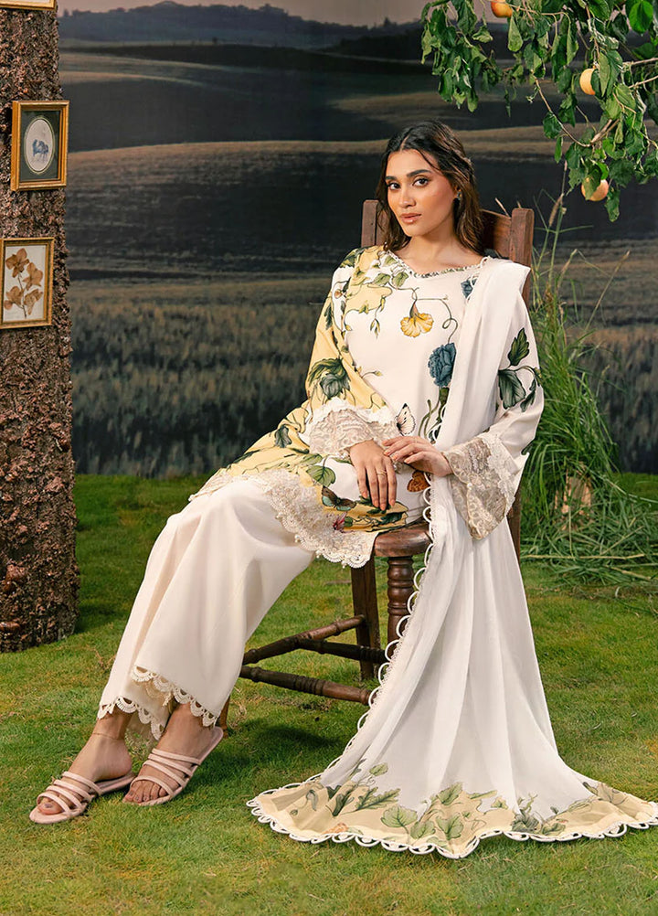 M Basic by Maria B Embroidered Arabic Lawn Suits Unstitched 3 Piece MB25PF MB-07 A - Summer Collection
