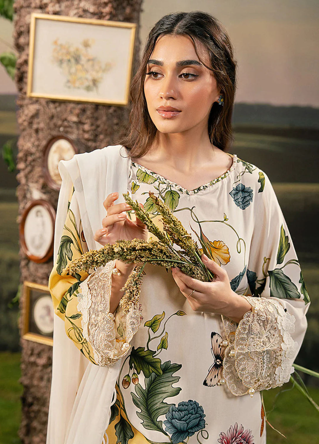 M Basic by Maria B Embroidered Arabic Lawn Suits Unstitched 3 Piece MB25PF MB-07 A - Summer Collection
