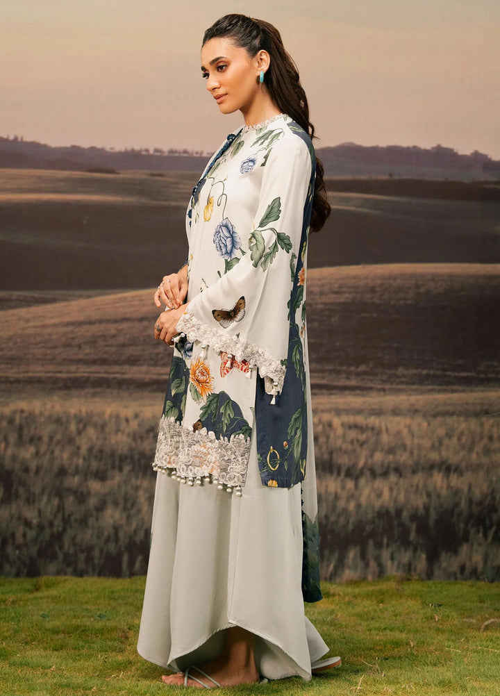 M Basic by Maria B Embroidered Arabic Lawn Suits Unstitched 3 Piece MB25PF MB-07 B - Summer Collection