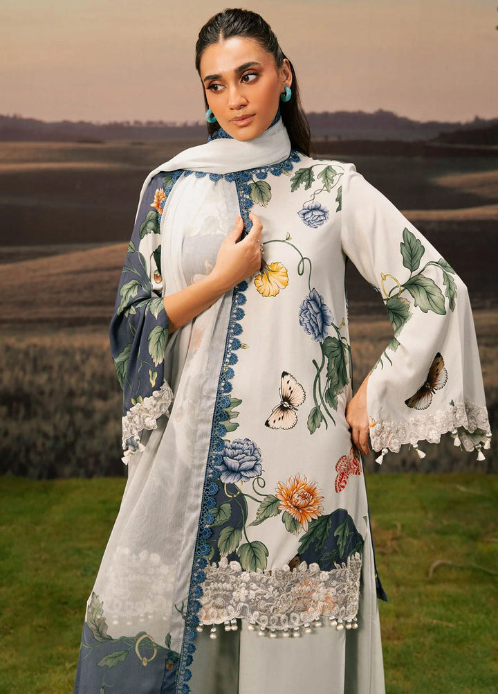 M Basic by Maria B Embroidered Arabic Lawn Suits Unstitched 3 Piece MB25PF MB-07 B - Summer Collection