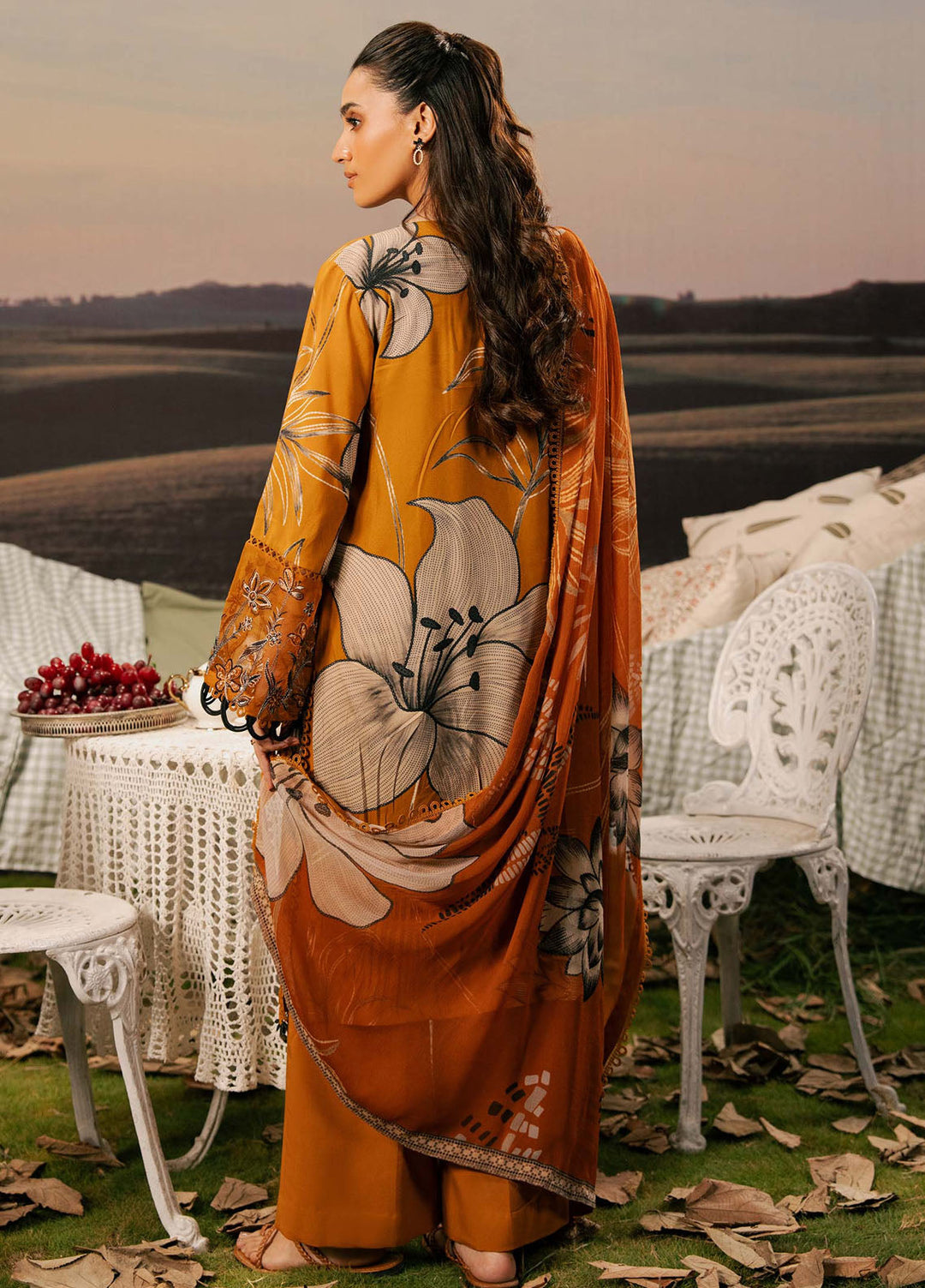 M Basic by Maria B Embroidered Arabic Lawn Suits Unstitched 3 Piece MB25PF MB-08 A - Summer Collection