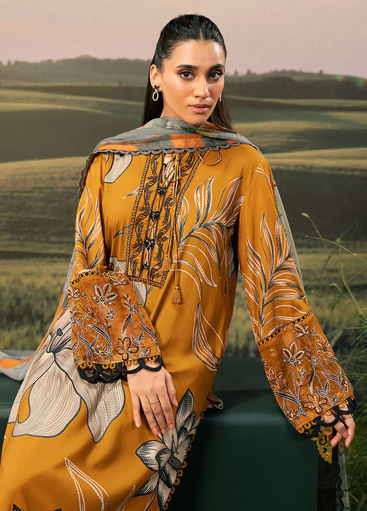 M Basic by Maria B Embroidered Arabic Lawn Suits Unstitched 3 Piece MB25PF MB-08 A - Summer Collection