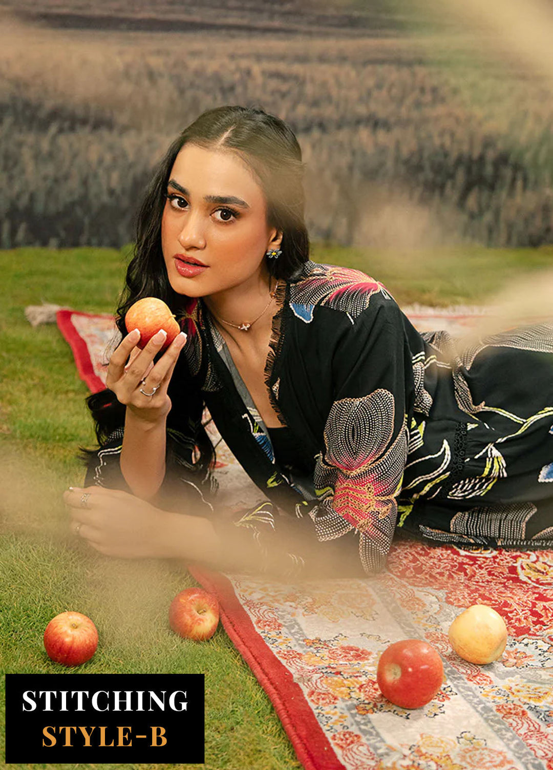 M Basic by Maria B Embroidered Arabic Lawn Suits Unstitched 3 Piece MB25PF MB-08 B - Summer Collection