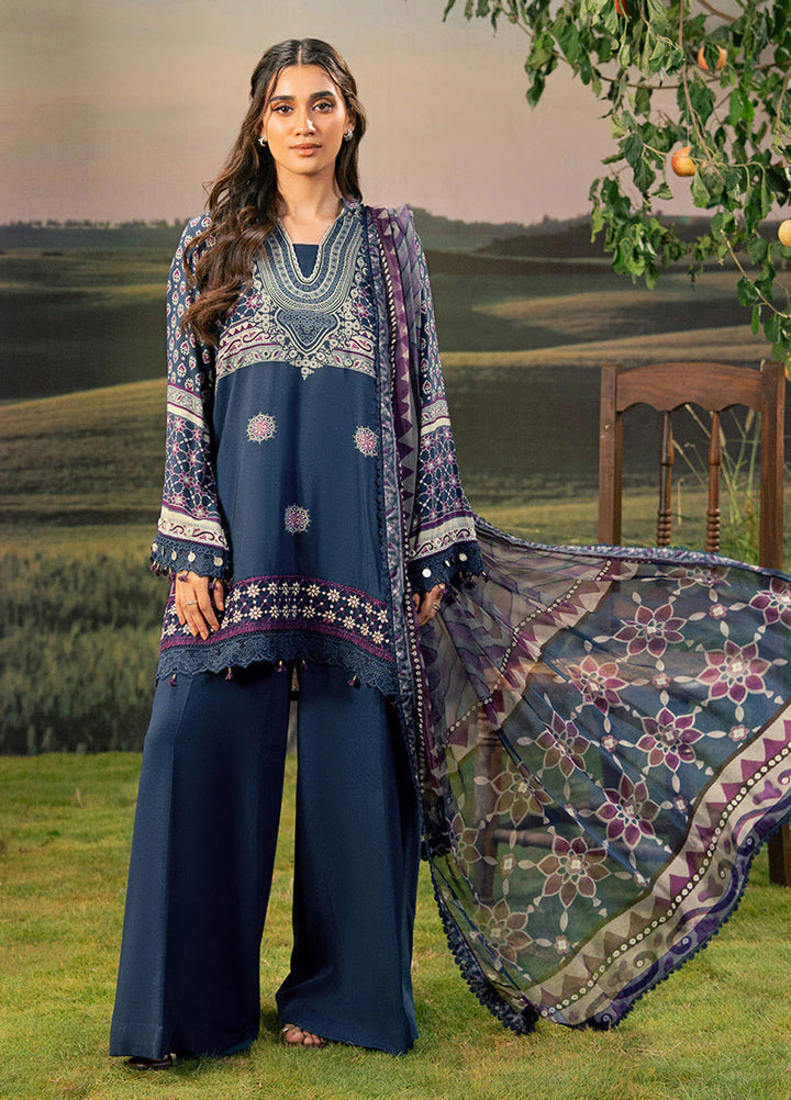 M Basic by Maria B Embroidered Arabic Lawn Suits Unstitched 3 Piece MB25PF MB-09 B - Summer Collection