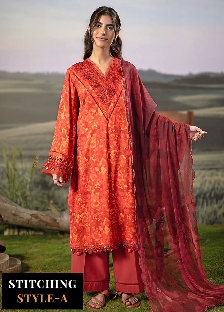 M Basic by Maria B Embroidered Arabic Lawn Suits Unstitched 3 Piece MB25PF MB-10 B - Summer Collection