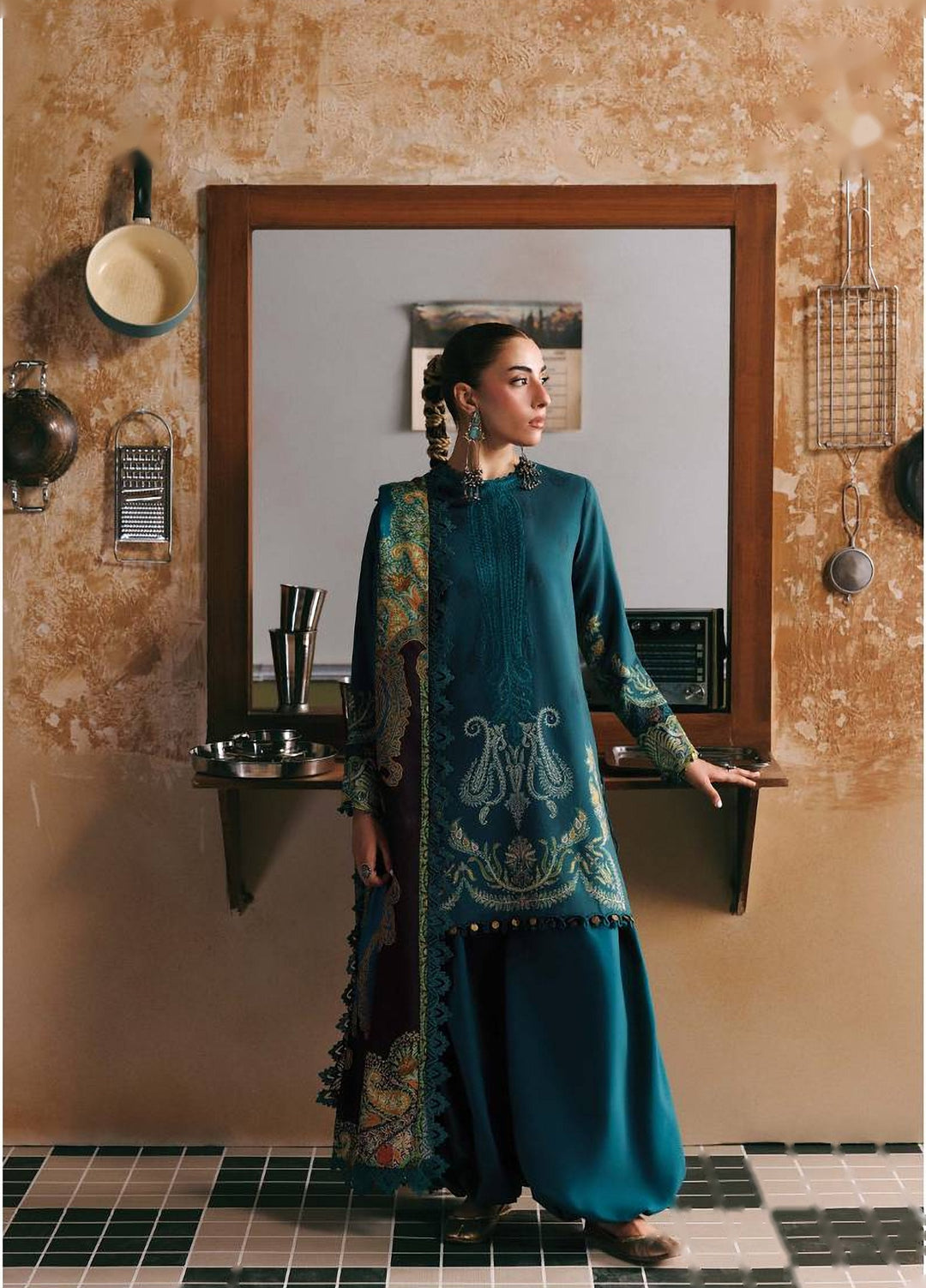 M Basics by Maria B Unstitched Embroidered Khaddar 3 Piece Suit MB26UMK MB-CUSV15 11A - Winter Collection