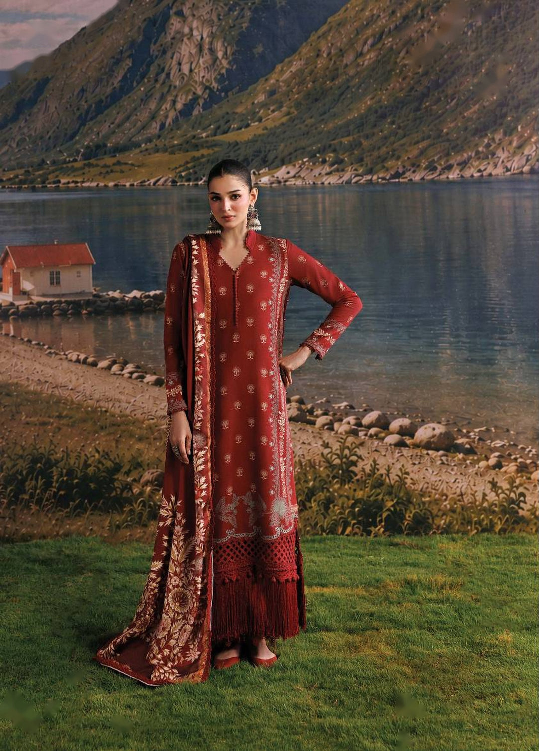 M Basics by Maria B Unstitched Printed Khaddar 3 Piece Suit MB26UMK MB-CUSV15 3B - Winter Collection