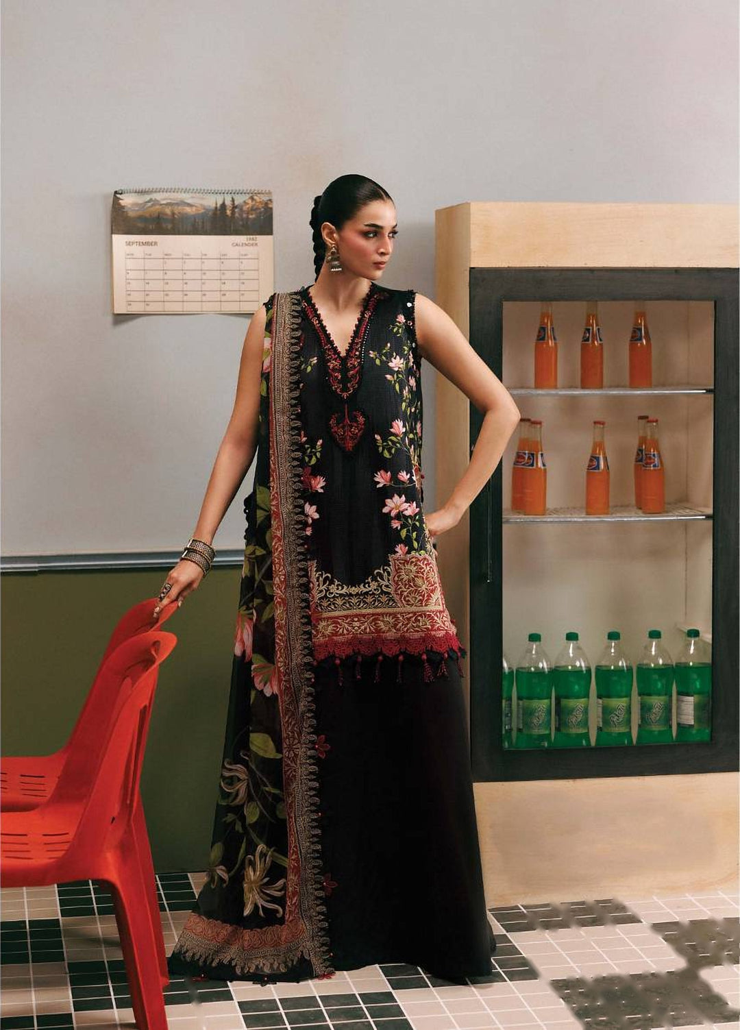 M Basics by Maria B Unstitched Printed Khaddar 3 Piece Suit MB26UMK MB-CUSV15 5B - Winter Collection