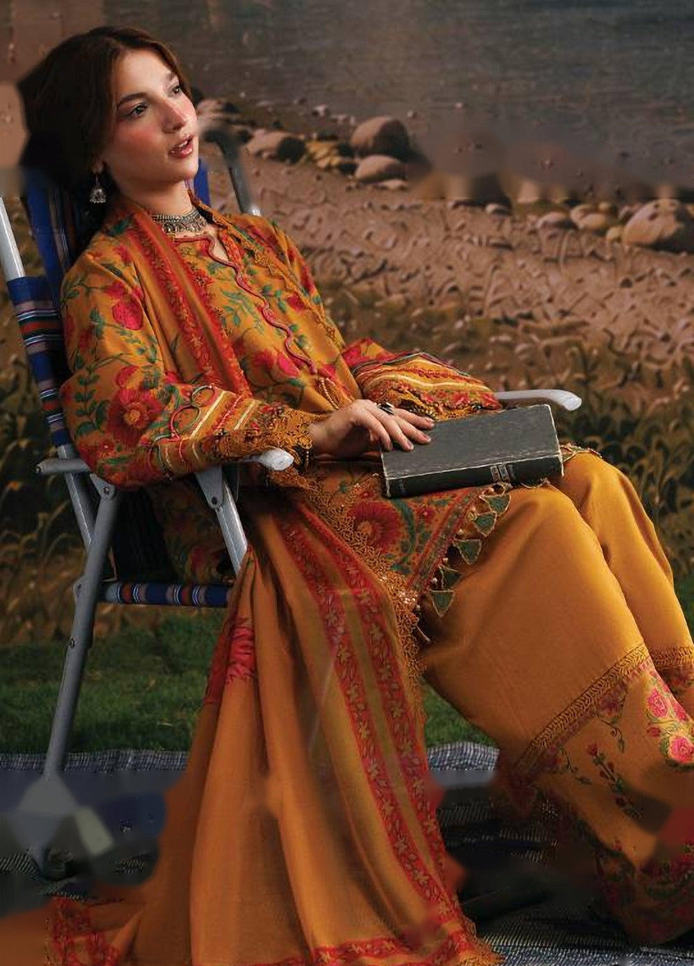 M Basics by Maria B Unstitched Printed Khaddar 3 Piece Suit MB26UMK MB-CUSV15 6B - Winter Collection