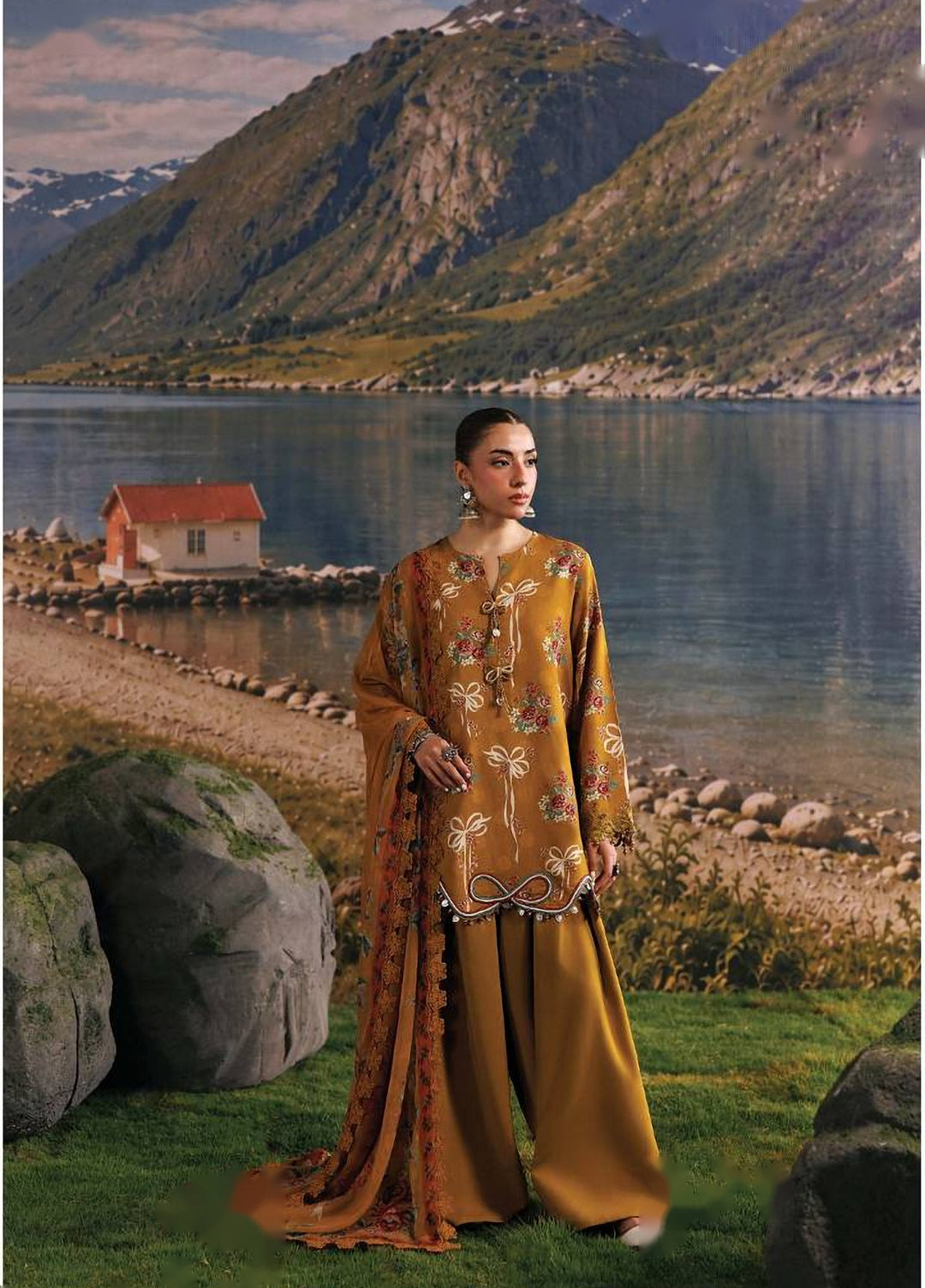 M Basics by Maria B Unstitched Printed Khaddar 3 Piece Suit MB26UMK MB-CUSV15 8A - Winter Collection