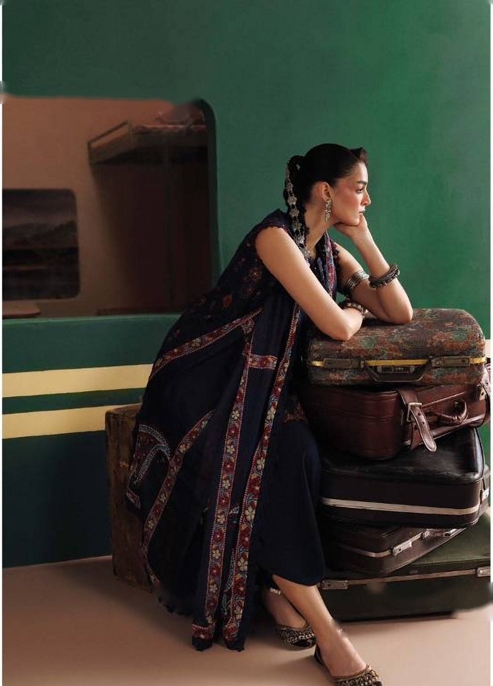 M Basics by Maria B Unstitched Embroidered Khaddar 3 Piece Suit MB26UMK MB-CUSV15 9A - Winter Collection