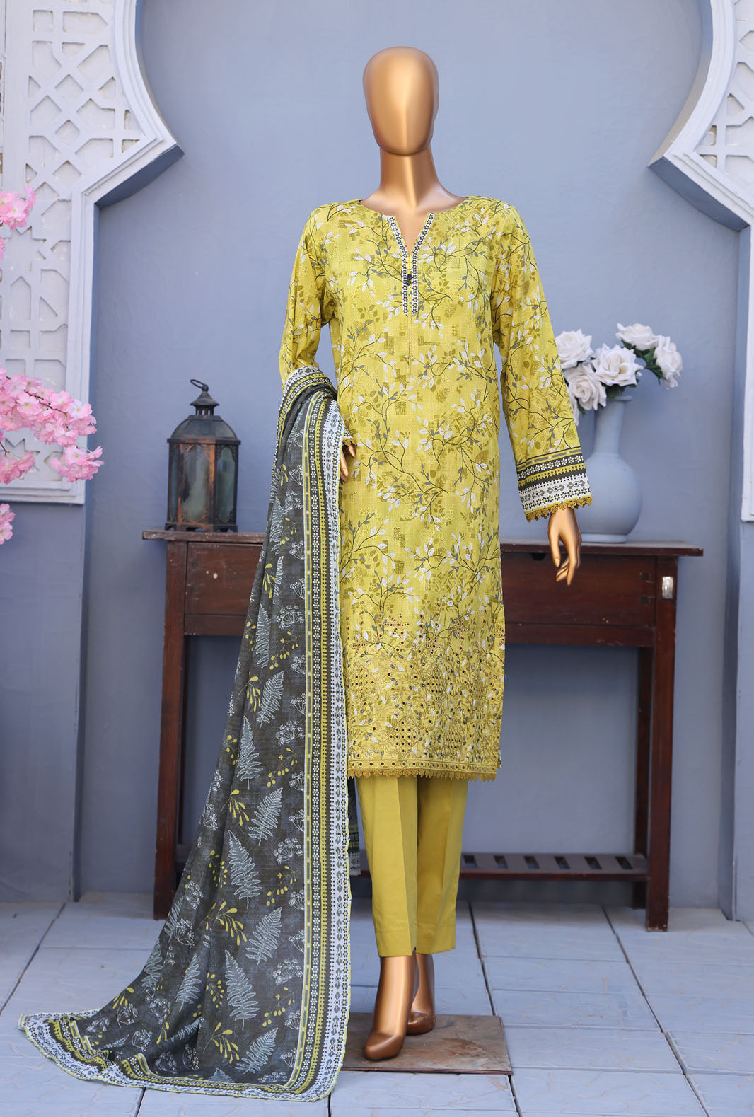 Mehak By Hz Textiles Cross Slub Unstitched Embroidered 3 Piece Suit  MCE-3044 - Summer Collection