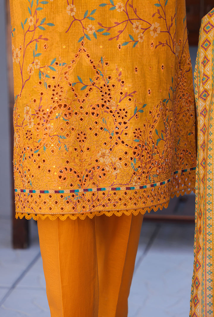 Mehak By Hz Textiles Cross Slub Unstitched Embroidered 3 Piece Suit  MCE-3045 - Summer Collection