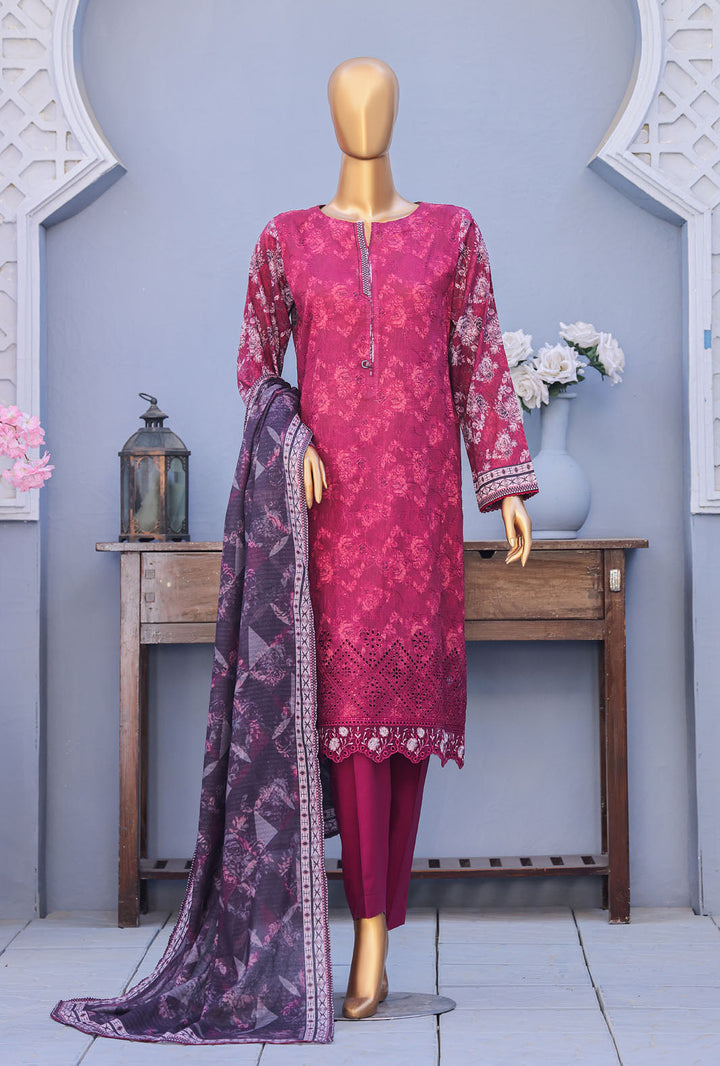 Mehak By Hz Textiles Cross Slub Unstitched Embroidered 3 Piece Suit  MCE-3051 - Summer Collection