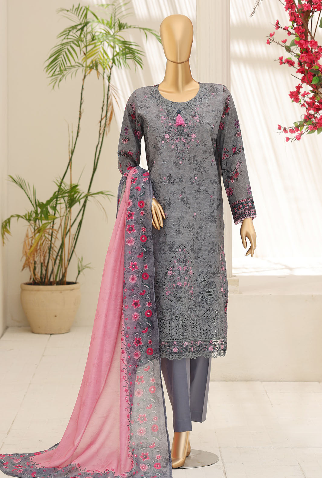 Mehak by HZ Textile Unstitched Embroidered Lawn 3 piece Suit MCE-3163 - Festive Collection