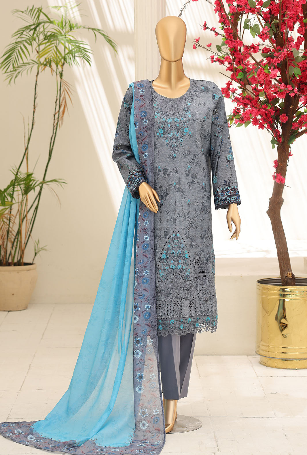 Mehak by HZ Textile Unstitched Embroidered Lawn 3 piece Suit MCE-3164 - Festive Collection