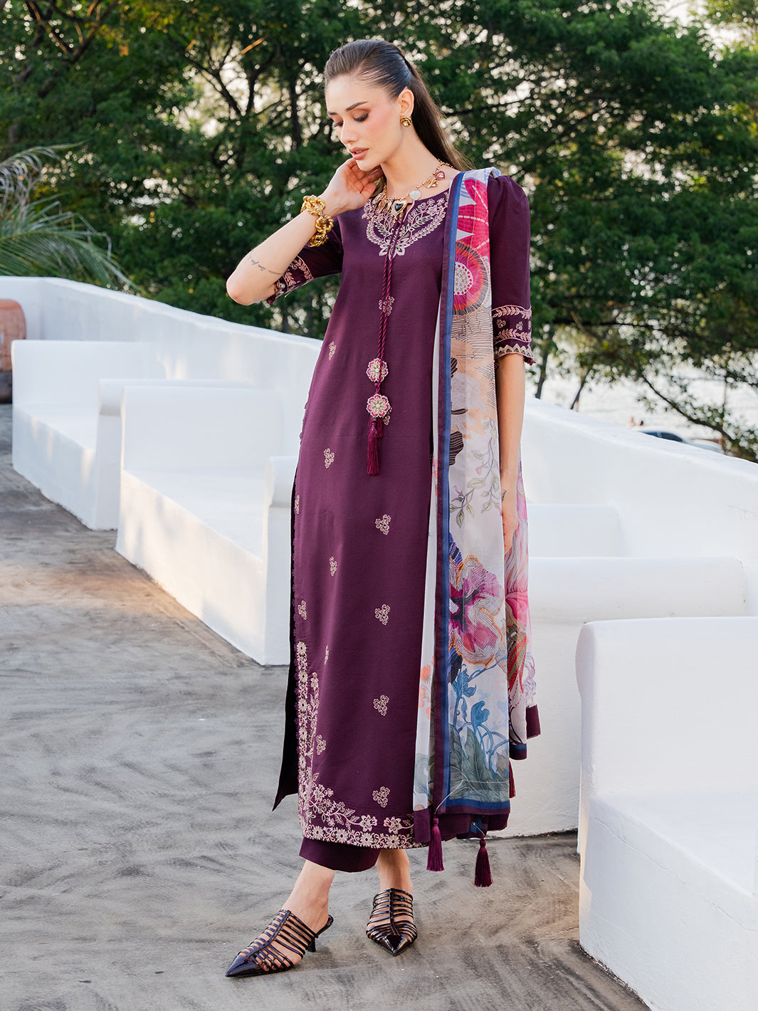 Dareen by Izel Unstitched Embroidered Lawn 3 Piece Suit Meerab - Eid Collection