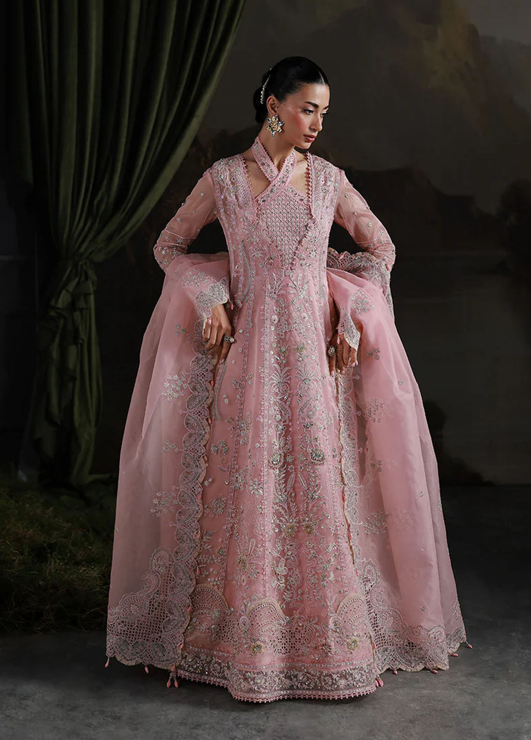 Elirah by Qalamkar Embroidered Organza Suits Unstitched 3 Piece QLM25EF MF-03 Blush - Formals Collection