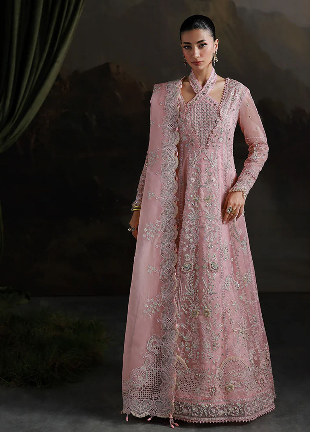 Elirah by Qalamkar Embroidered Organza Suits Unstitched 3 Piece QLM25EF MF-03 Blush - Formals Collection