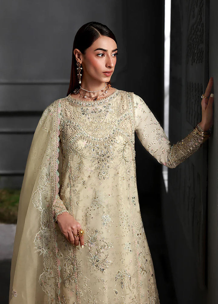Elirah by Qalamkar Embroidered Organza Suits Unstitched 4 Piece QLM25EF MF-04 Ivory Grace - Formals Collection