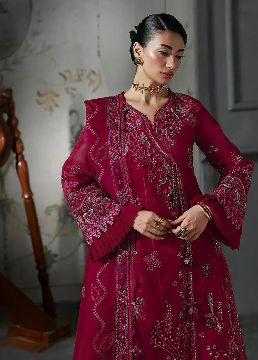Elirah by Qalamkar Embroidered Organza Suits Unstitched 3 Piece QLM25EF MF-05  Amaris - Formals Collection