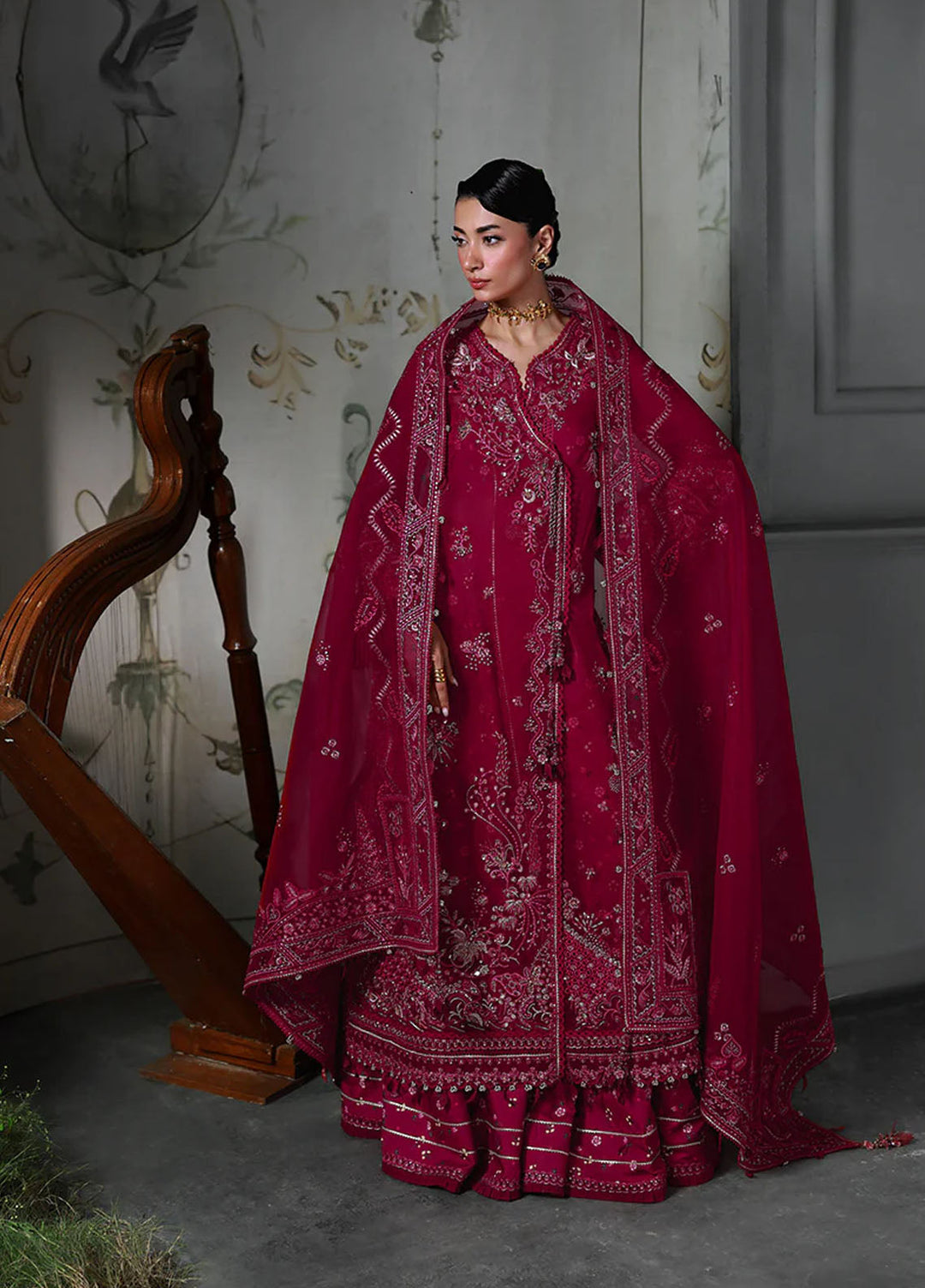 Elirah by Qalamkar Embroidered Organza Suits Unstitched 3 Piece QLM25EF MF-05  Amaris - Formals Collection